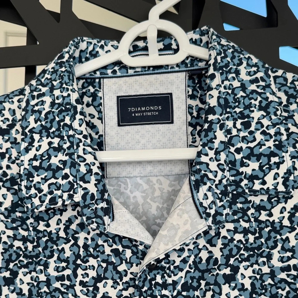 7 Diamonds Blue and White Patterned Shirt